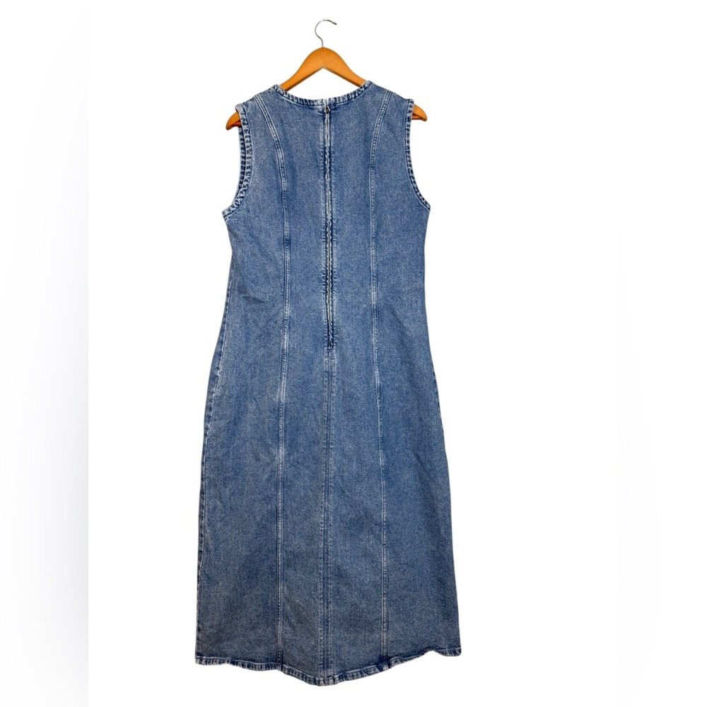 Abercrombie & Fitch Sleeveless Denim Midi Dress - Blue - Picture 2 of 5